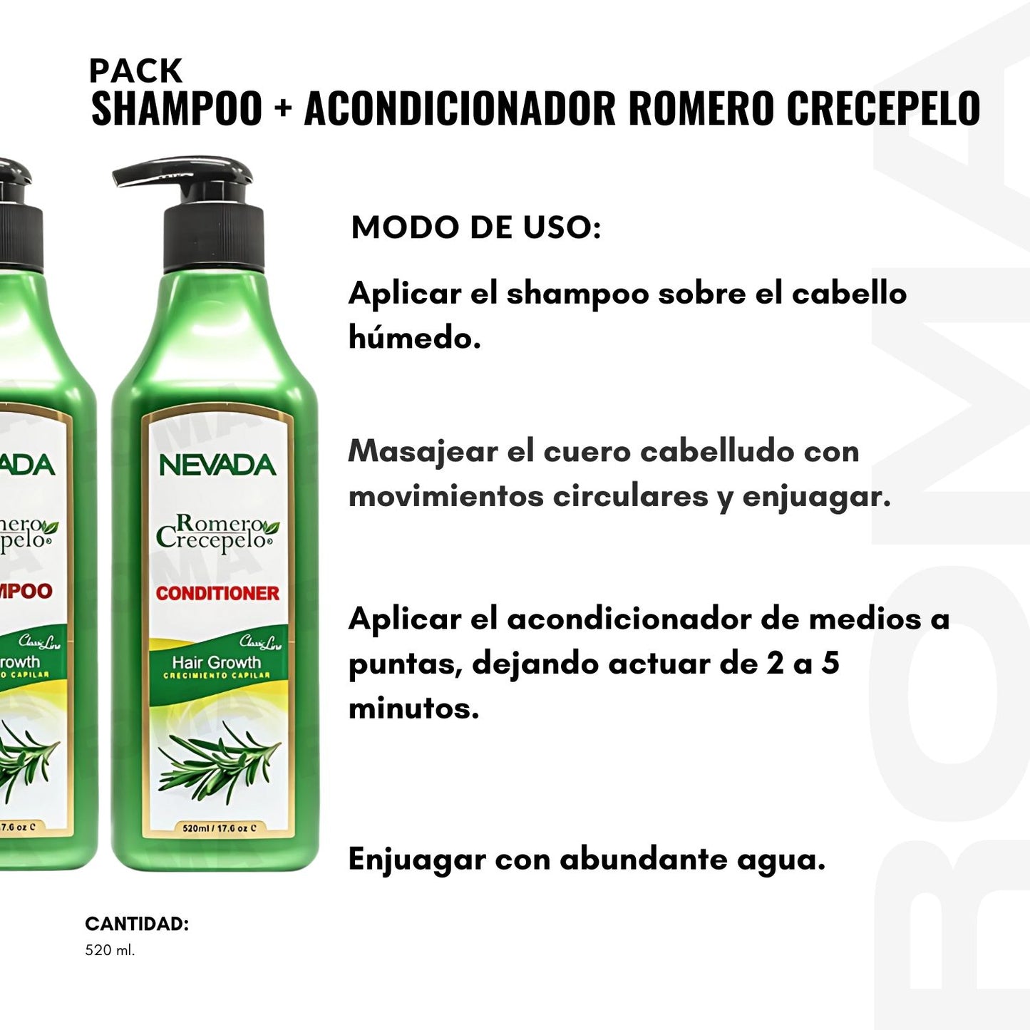 PACK SHAMPOO + ACONDICIONADOR ROMERO CRECEPELO 520ML