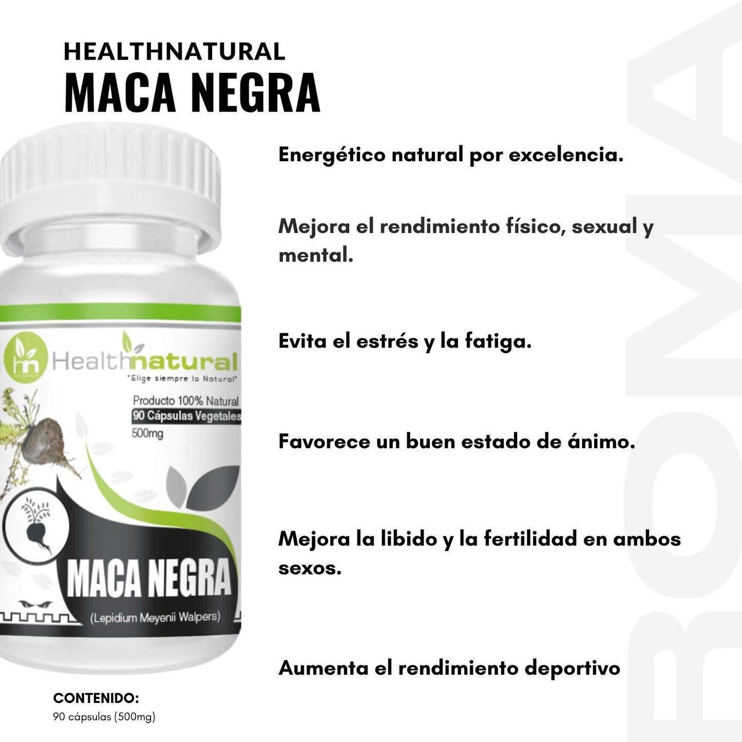 MACA NEGRA HEALTHNATURAL 500MG