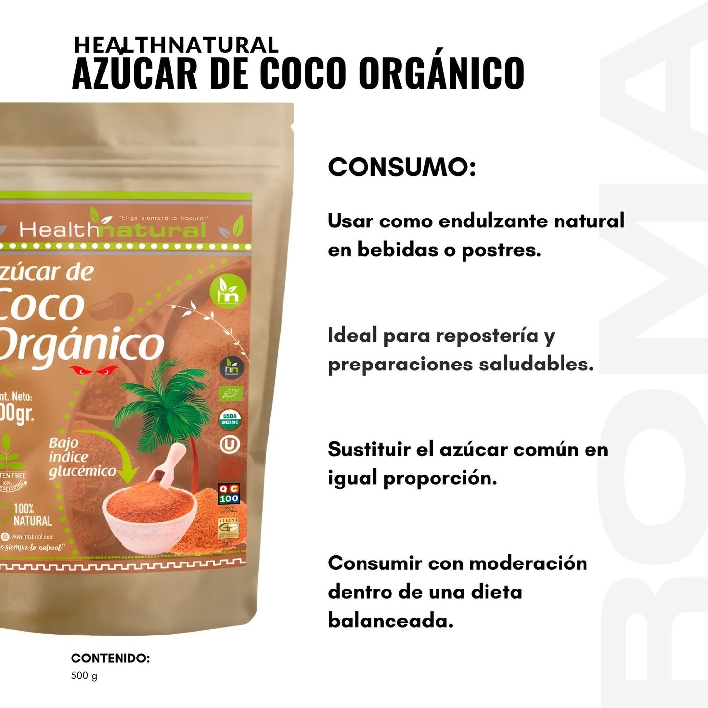 AZÚCAR DE COCO ORGÁNICO 500G HEALTHNATURAL
