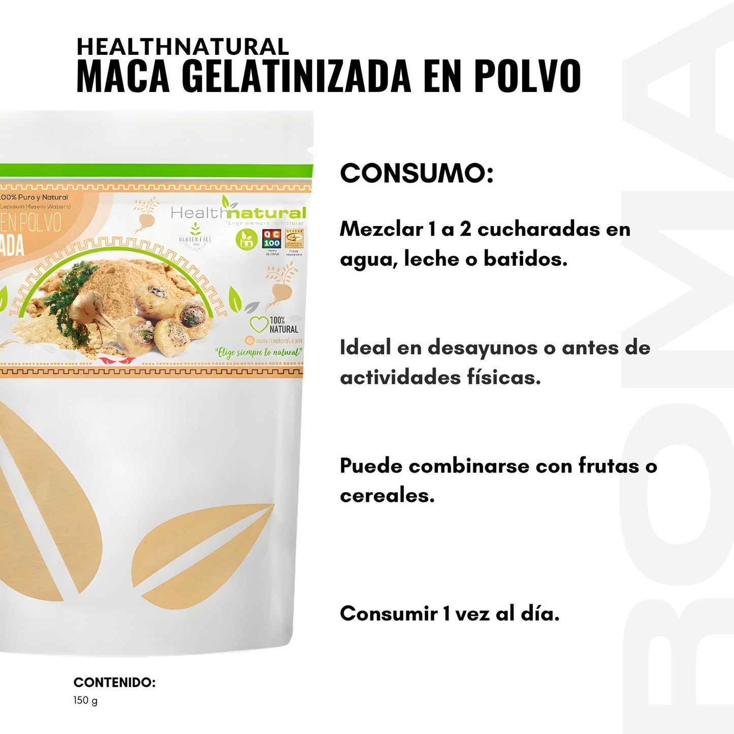 MACA GELATINIZADA EN POLVO 150G HEALTHNATURAL