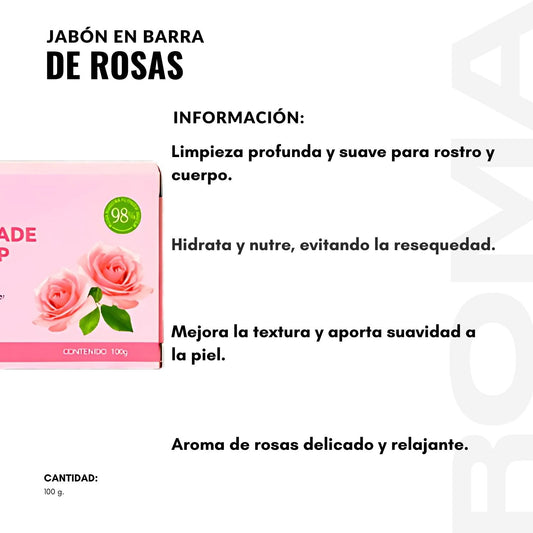 JABÓN EN BARRA DE ROSAS BIOAQUA 100G