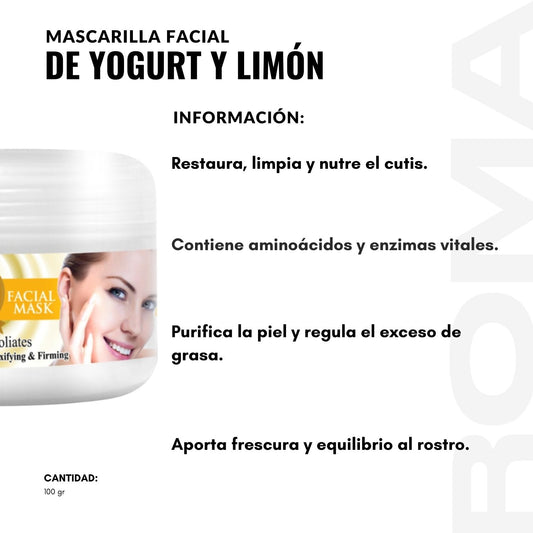MASCARILLA FACIAL DE YOGURT Y LIMÓN 100G NEVADA