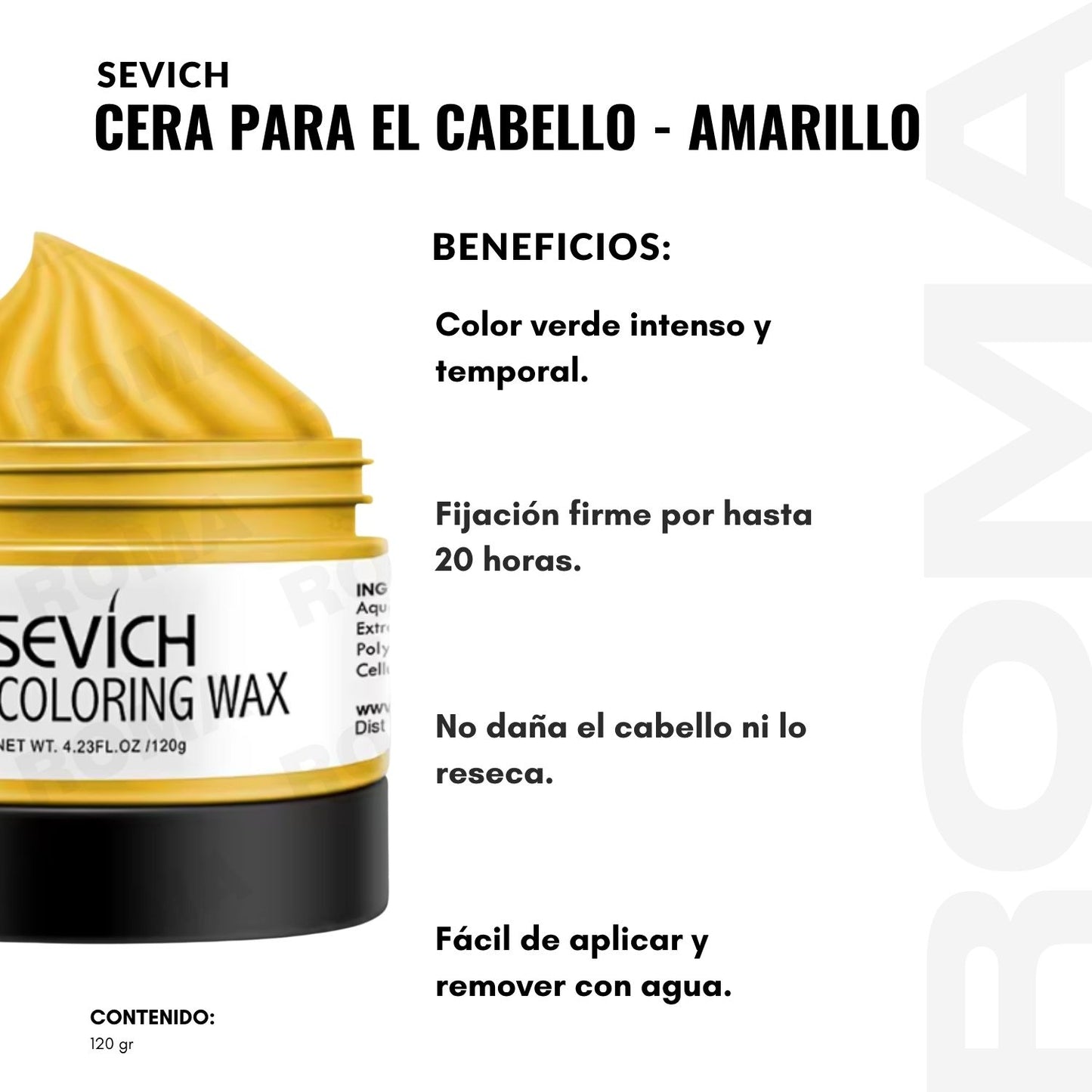 CERA PARA EL CABELLO DE COLORES – AMARILLO