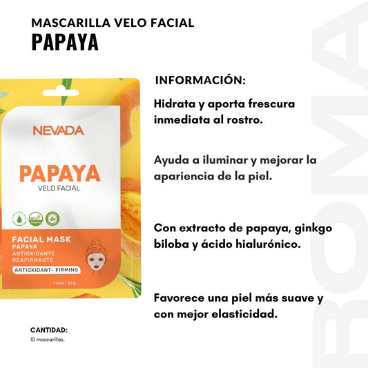 MASCARILLA FACIAL DE PAPAYA 10UND NEVADA