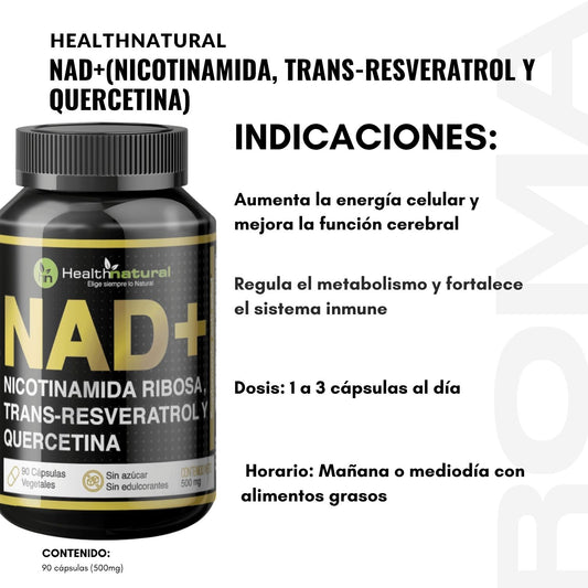 NAD+(NICOTINAMIDA, TRANS-RESVERATROL Y QUERCETINA) HEALTHNATURAL 500MG