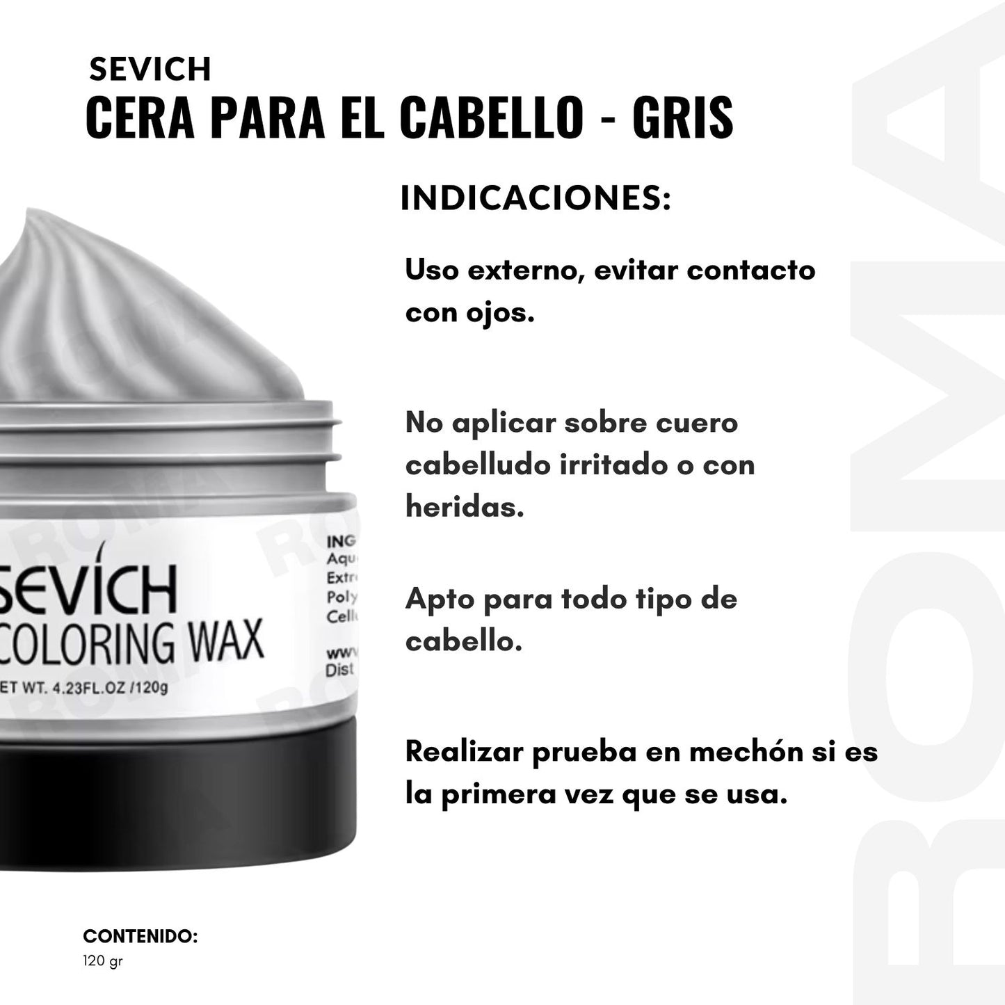 CERA PARA EL CABELLO DE COLORES SEVICH 120GR – GRIS