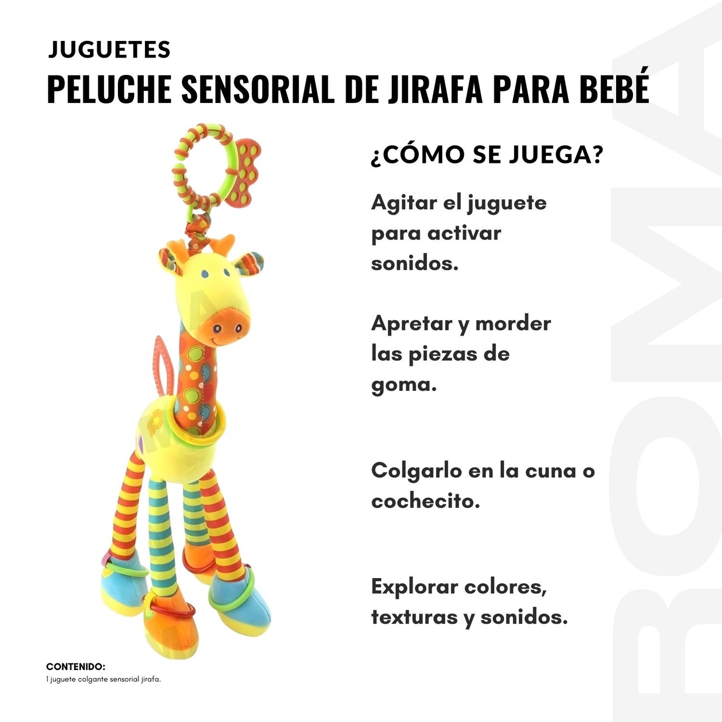PELUCHE SENSORIAL DE JIRAFA PARA BEBÉ