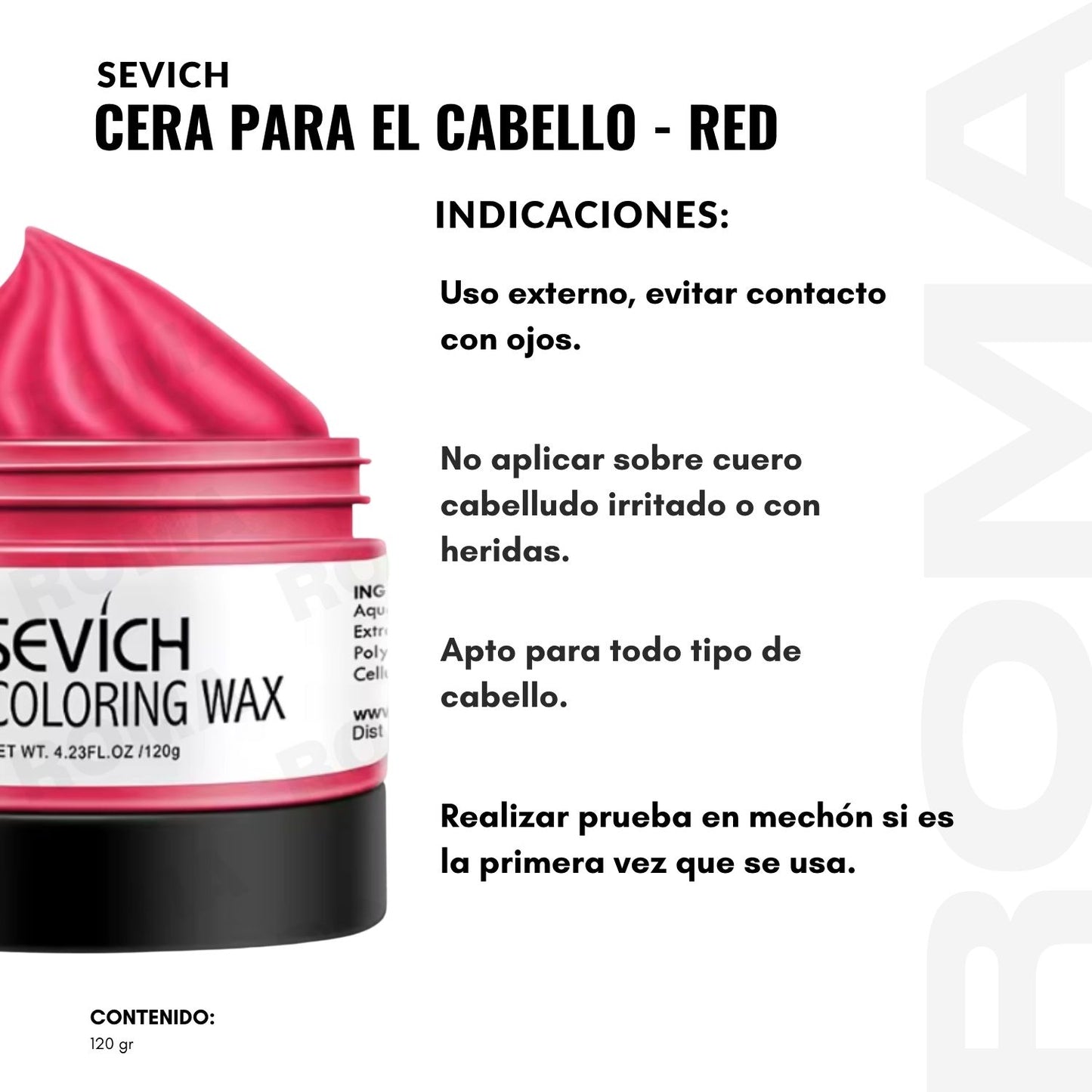 CERA PARA EL CABELLO DE COLORES – ROJO