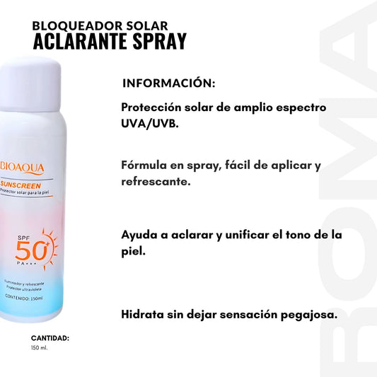 BLOQUEADOR SOLAR ACLARANTE SPRAY 150ML BIOAQUA