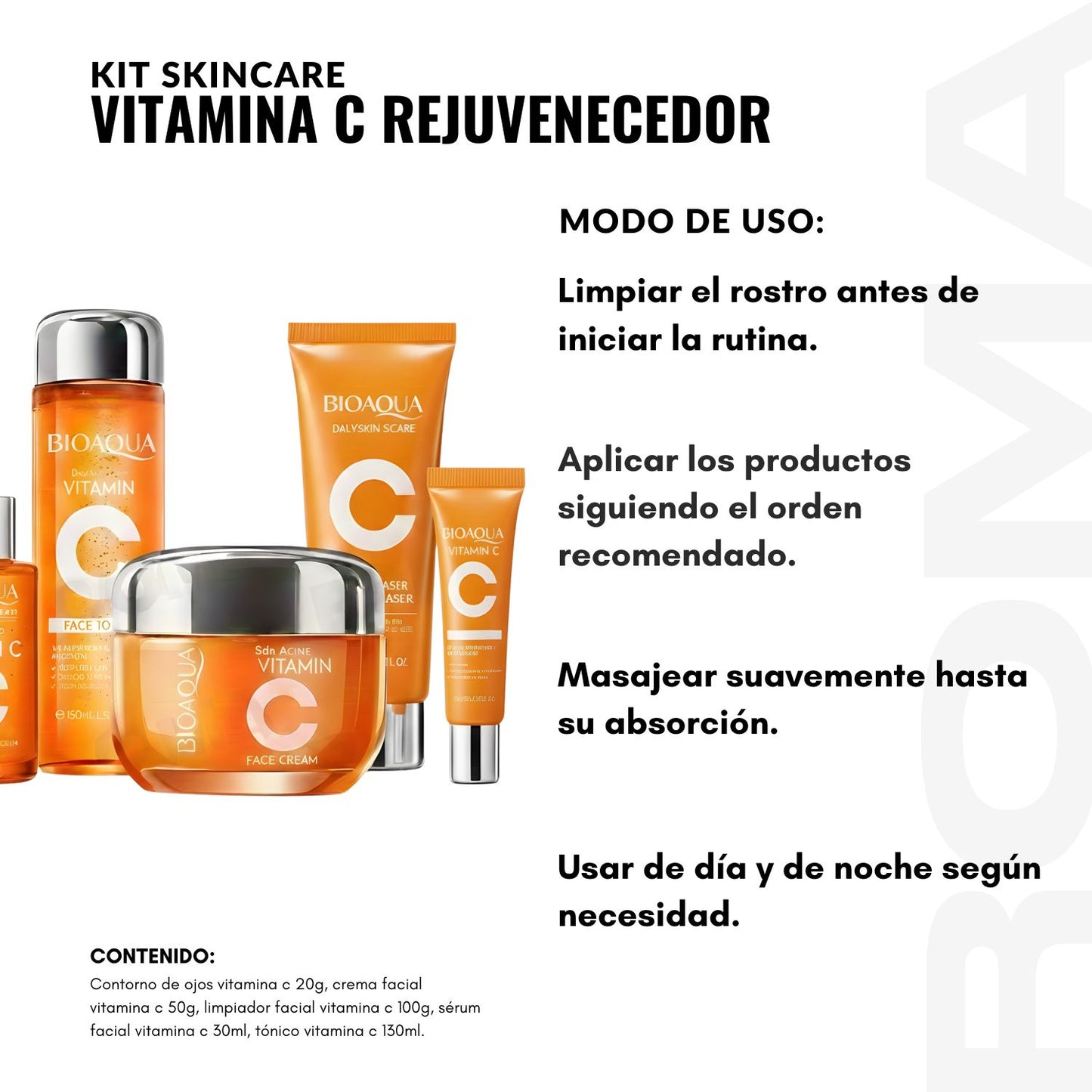 KIT SKINCARE VITAMINA C REJUVENECEDOR 5 PZS BIOAQUA