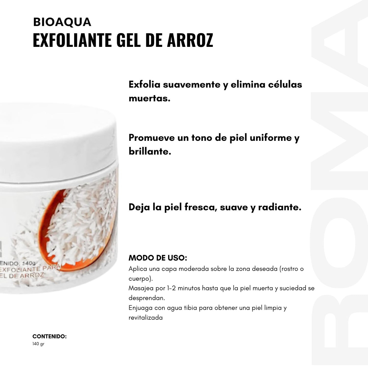 EXFOLIANTE GEL DE ARROZ BIOAQUA 140G