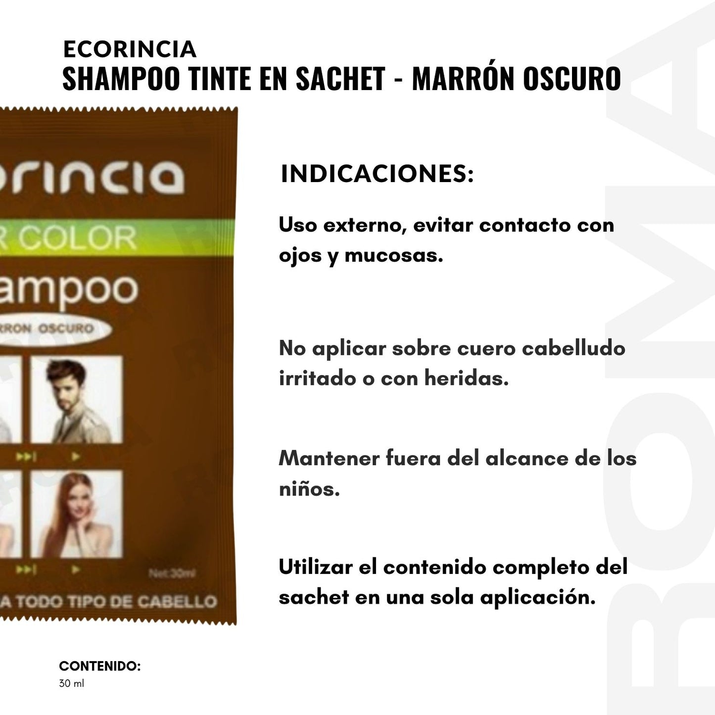 SHAMPOO TINTA EN SACHET 30ML – MARRÓN OSCURO