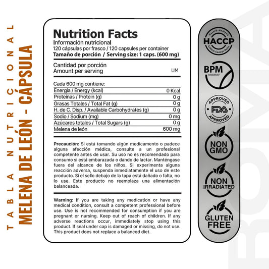 MELENA DE LEÓN 120 CÁPSULAS EDENIS HEALTH