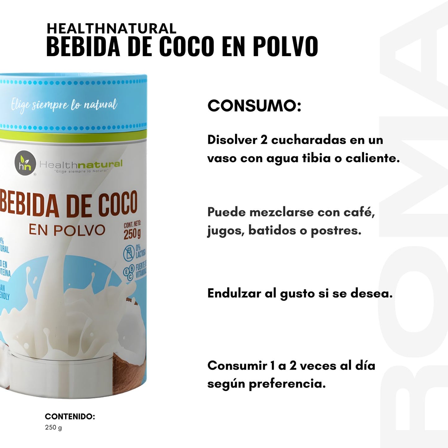 BEBIDA DE COCO EN POLVO 250G HEALTHNATURAL