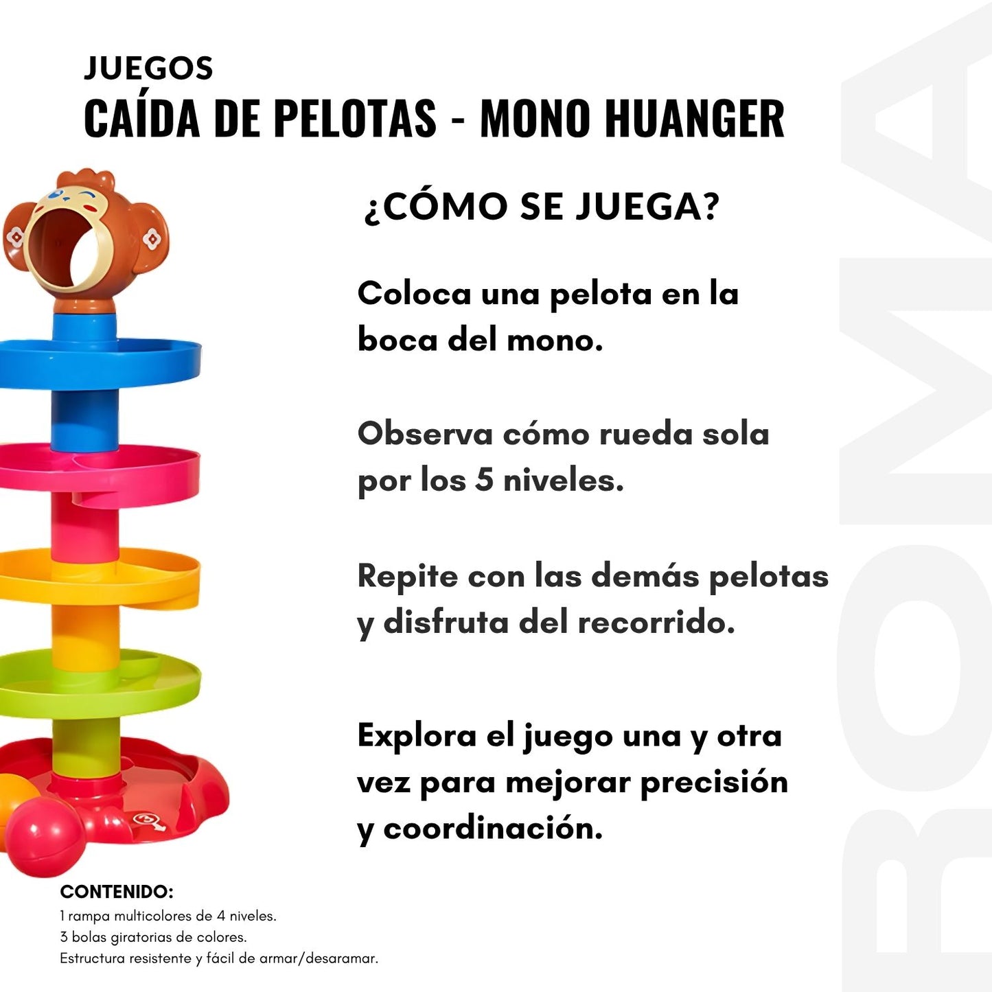 CAÍDA DE PELOTAS MONO HUANGER - JUEGO DIDÁTICO
