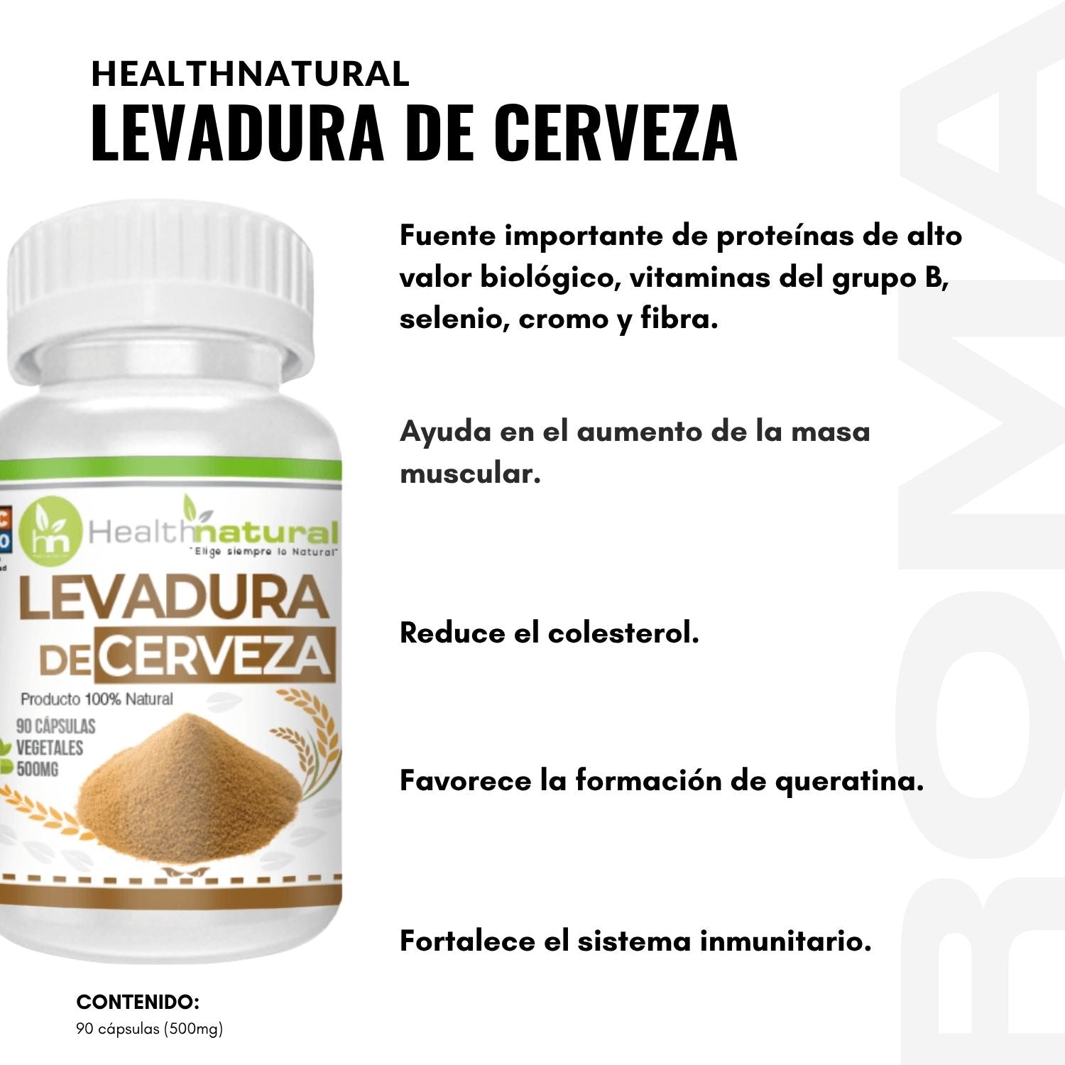 LEVADURA DE CERVEZA HEALTHNATURAL 500MG