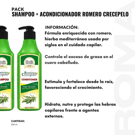 PACK SHAMPOO + ACONDICIONADOR ROMERO CRECEPELO 320ML