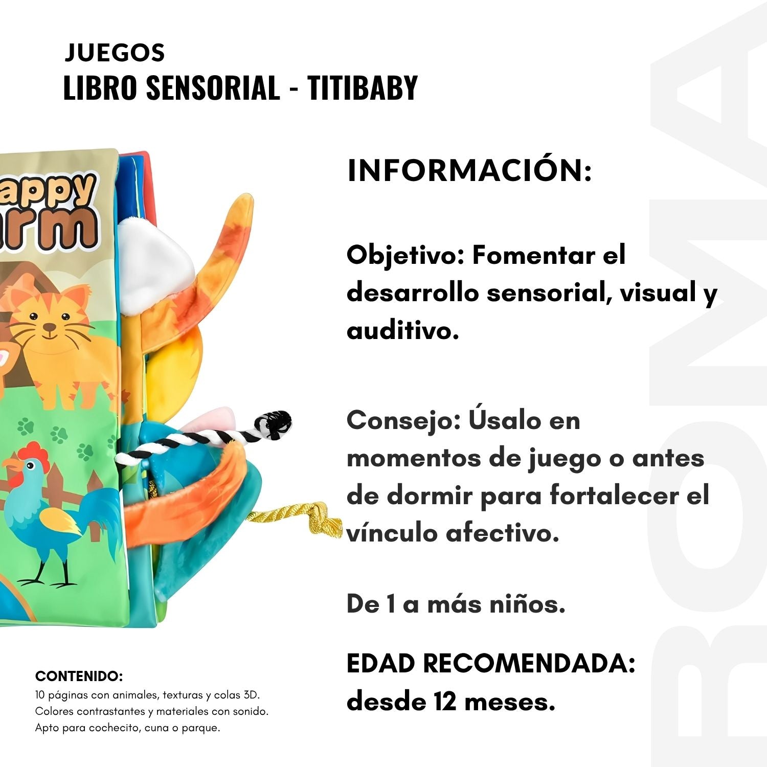 LIBRO SENSORIAL TITBABY - JUEGO DIDÁTICO