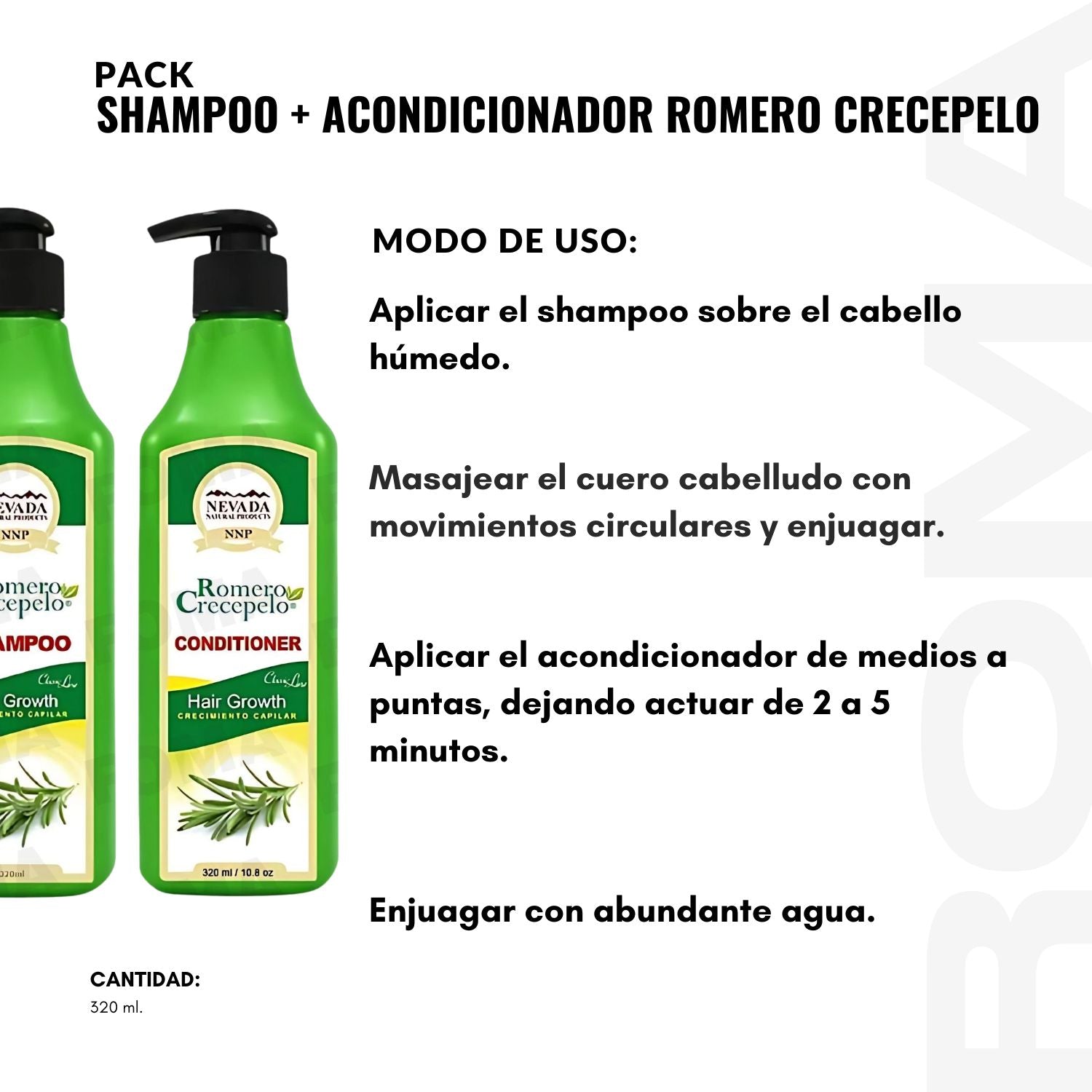 PACK SHAMPOO + ACONDICIONADOR ROMERO CRECEPELO 320ML