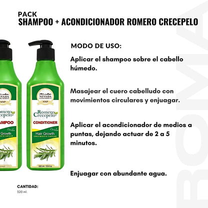 PACK SHAMPOO + ACONDICIONADOR ROMERO CRECEPELO 320ML