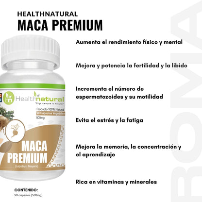MACA PREMIUM HEALTHNATURAL 500MG
