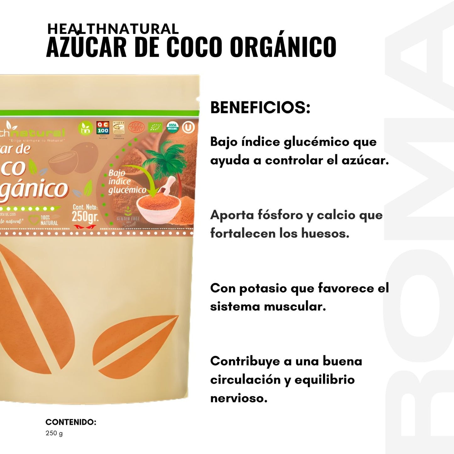 AZÚCAR DE COCO ORGÁNICO 250G HEALTHNATURAL