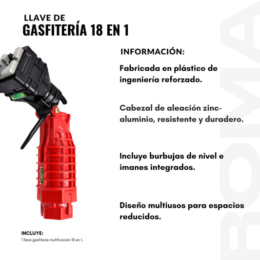 LLAVE DE GASFITERÍA 18 EN 1