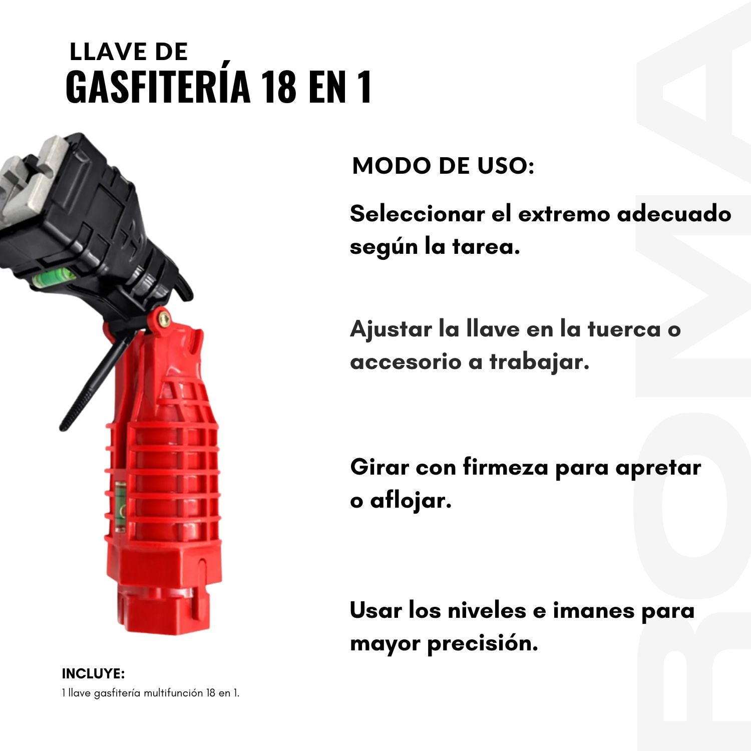 LLAVE DE GASFITERÍA 18 EN 1