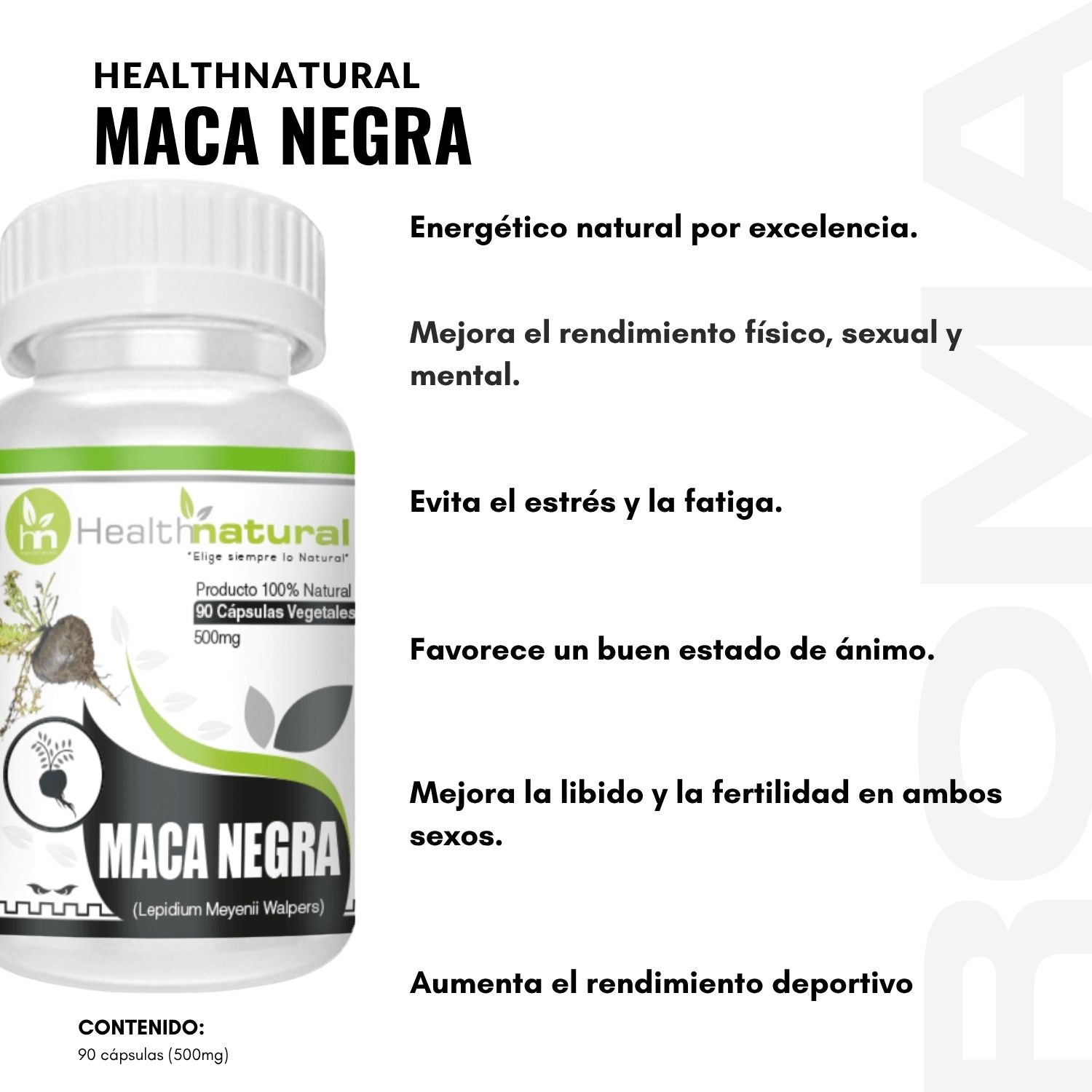 MACA NEGRA HEALTHNATURAL 500MG