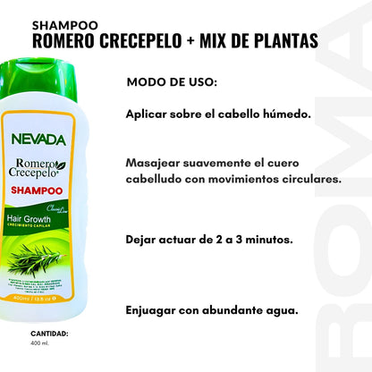 SHAMPOO ROMERO CRECEPELO + MIX DE PLANTAS 400ML
