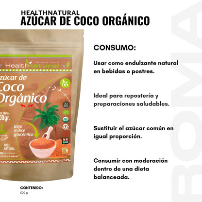 AZÚCAR DE COCO ORGÁNICO 500G HEALTHNATURAL