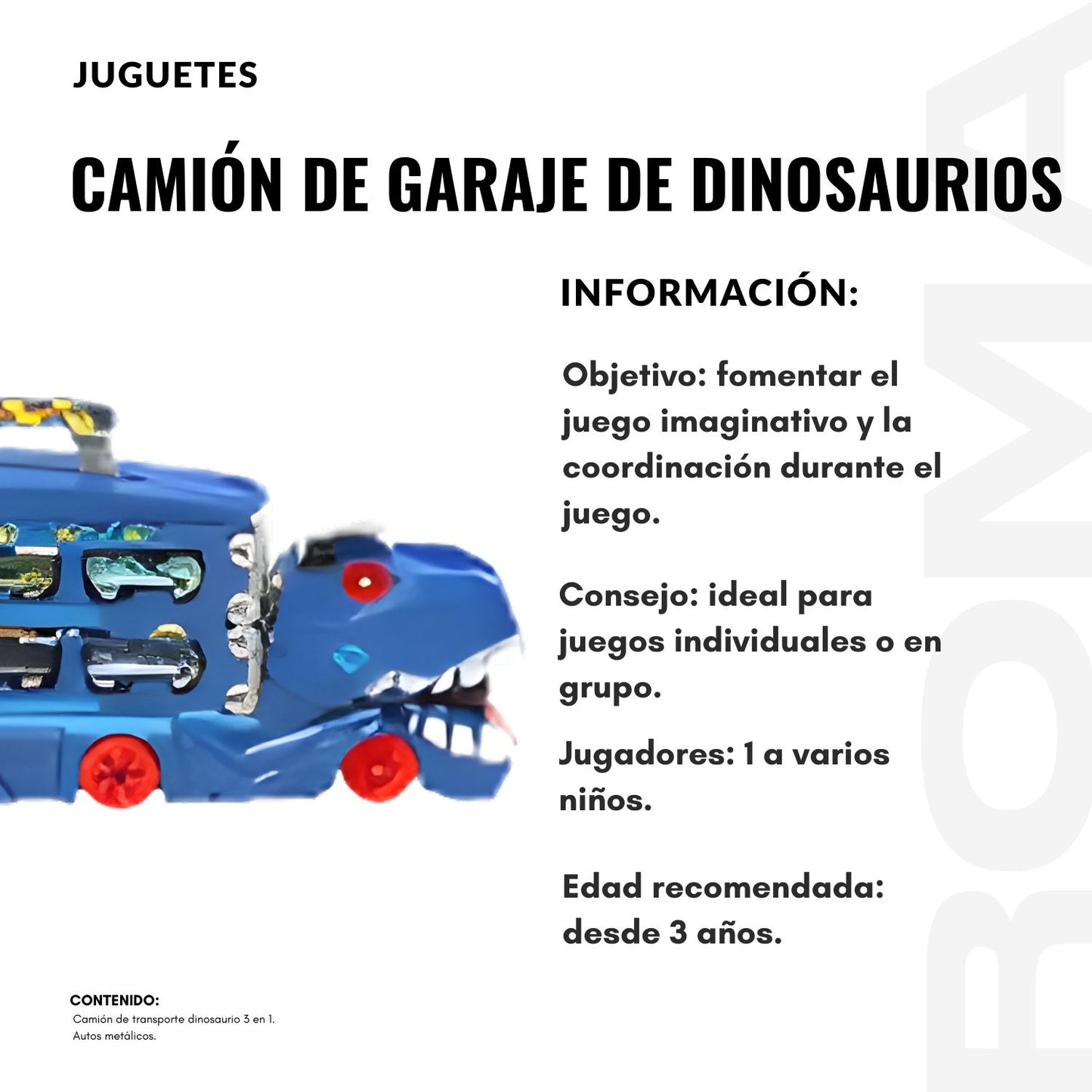 CAMIÓN DE GARAJE DE DINOSAURIOS