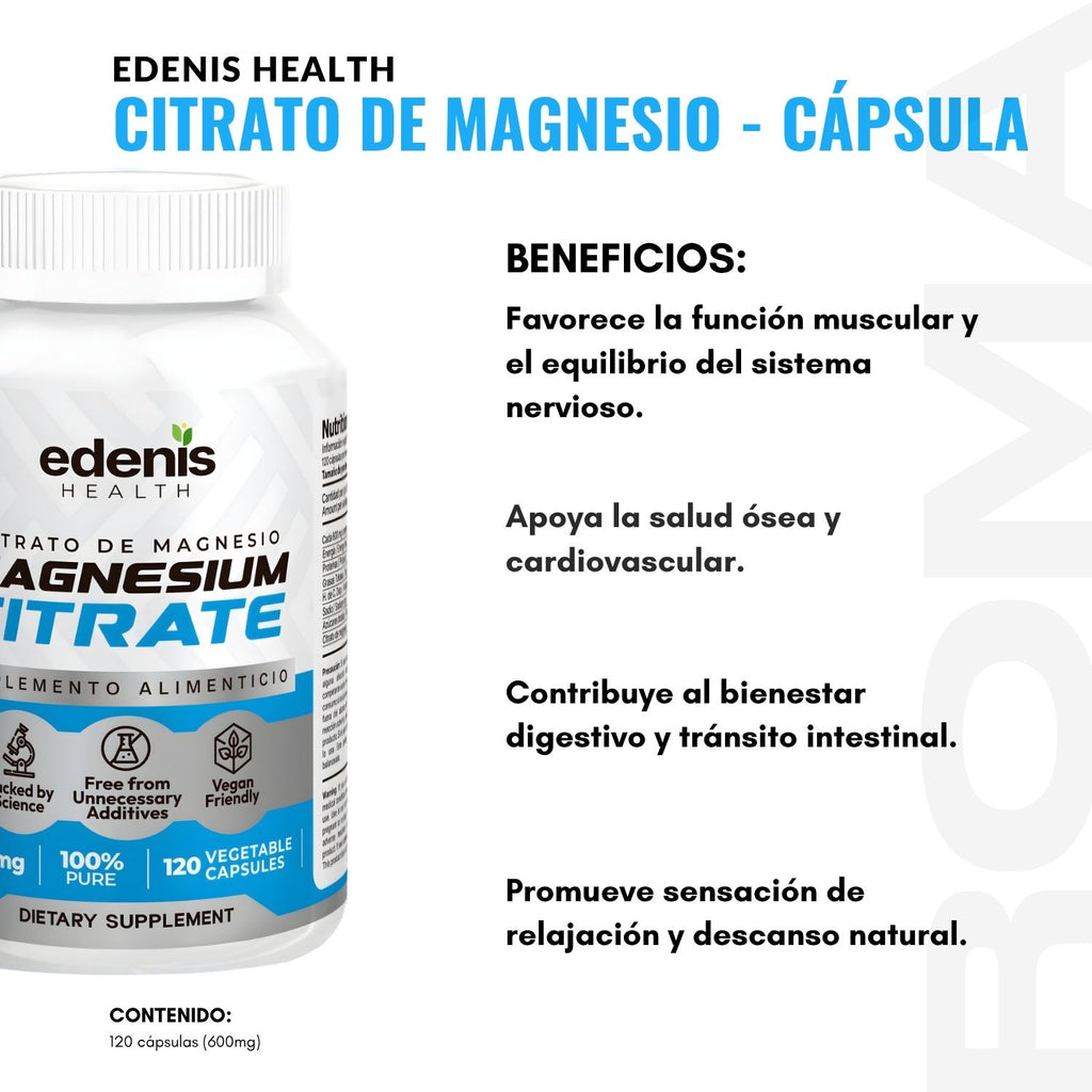 CITRATO DE MAGNESIO 120 CÁPSULAS EDENIS HEALTH