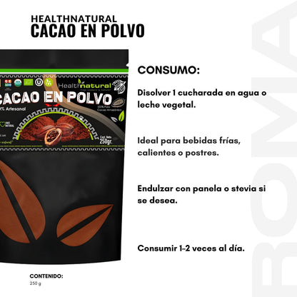 CACAO EN POLVO 250G HEALTHNATURAL