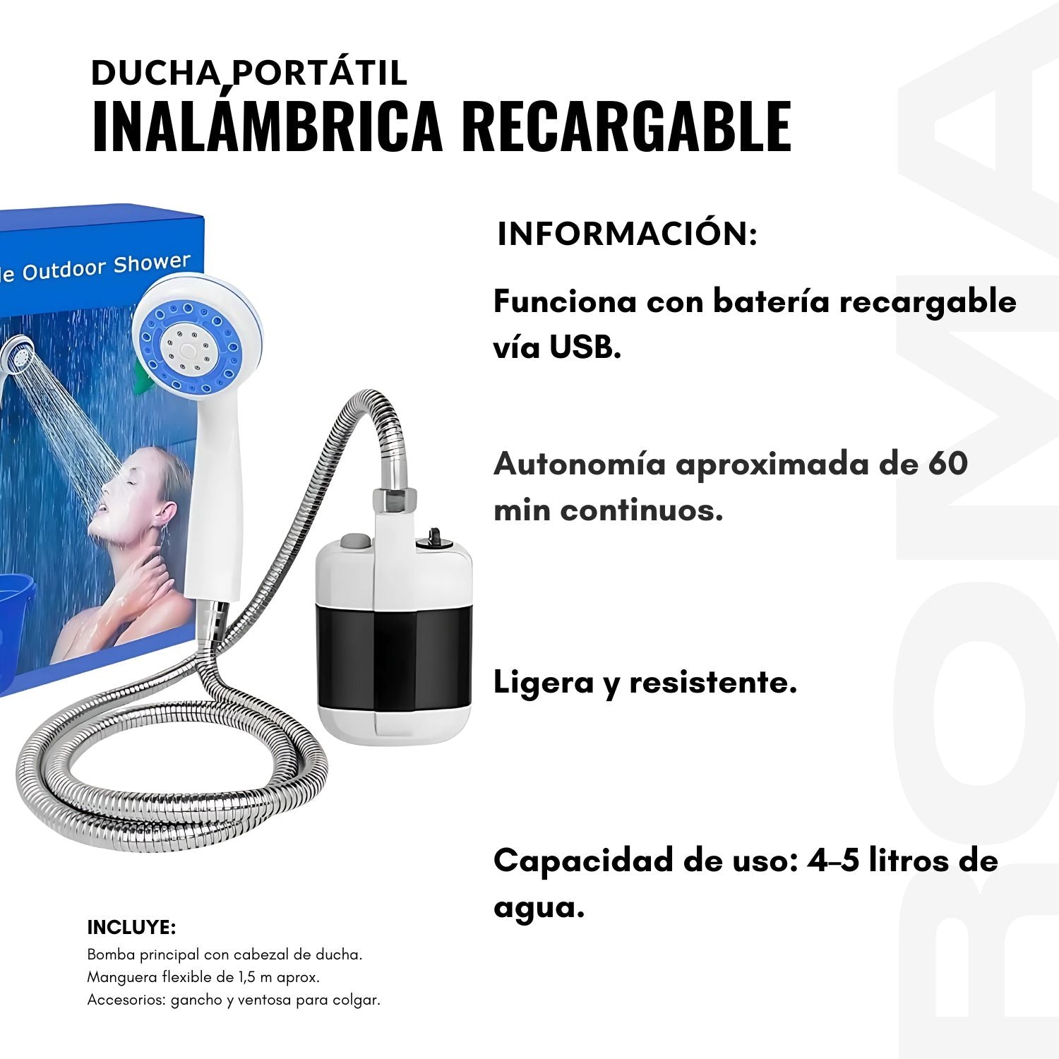 DUCHA PORTÁTIL INALÁMBRICA RECARGABLE