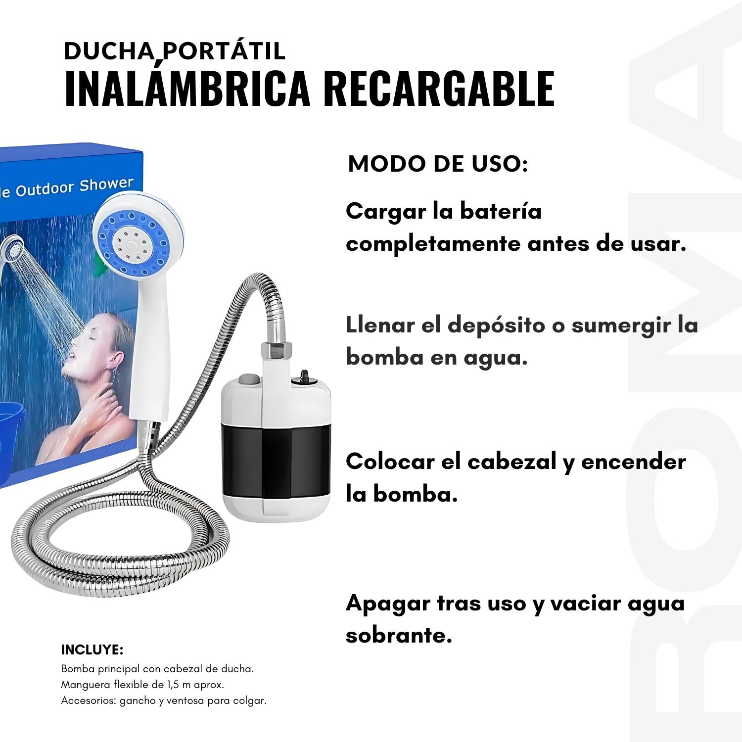 DUCHA PORTÁTIL INALÁMBRICA RECARGABLE