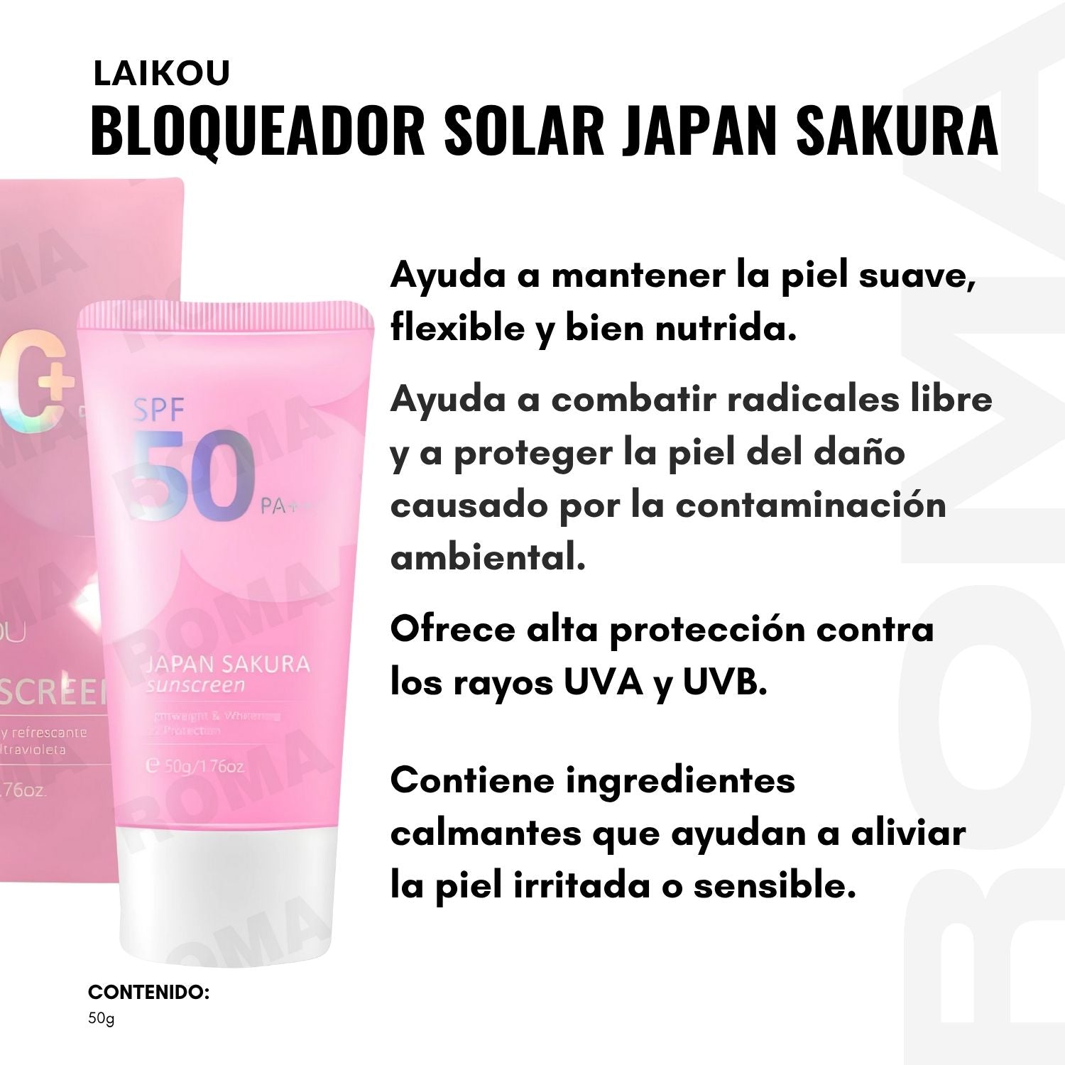 BLOQUEADOR SOLAR JAPAN SAKURA SPF50 LAIKOU 50G