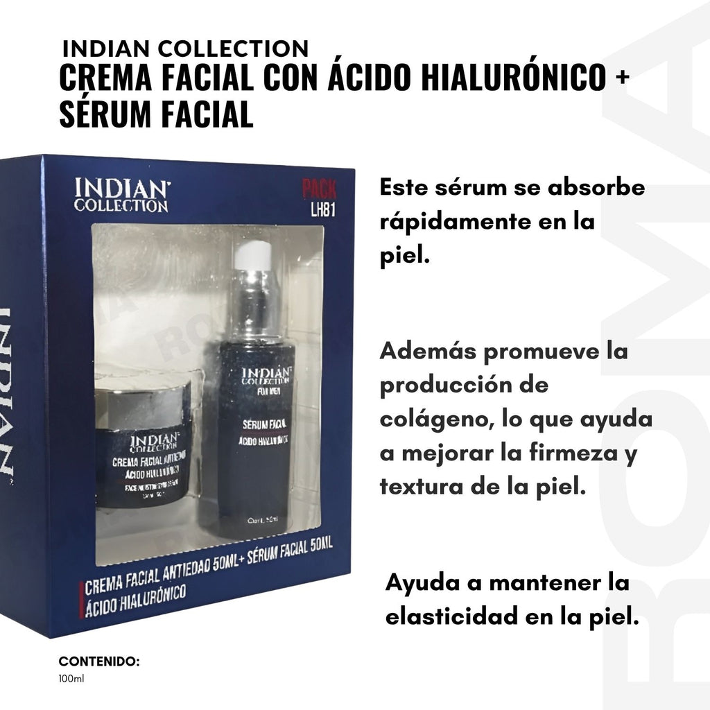 CREMA FACIAL CON ÁCIDO HIALURÓNICO + SÉRUM FACIAL 50ML FLOWER SECRET