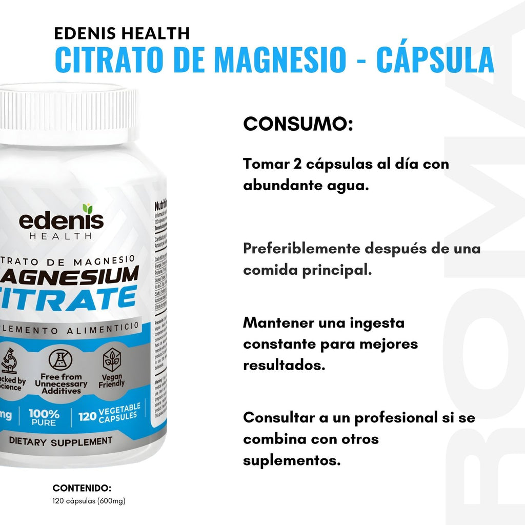 CITRATO DE MAGNESIO 120 CÁPSULAS EDENIS HEALTH