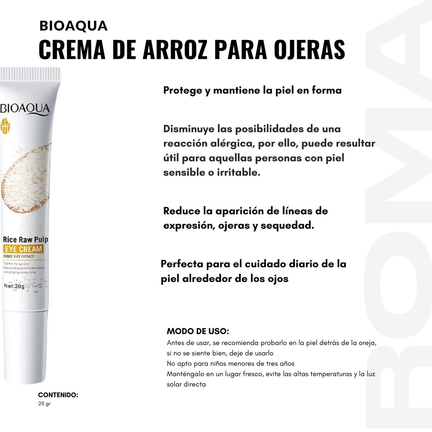 CREMA DE ARROZ PARA OJERAS BIOAQUA 20G