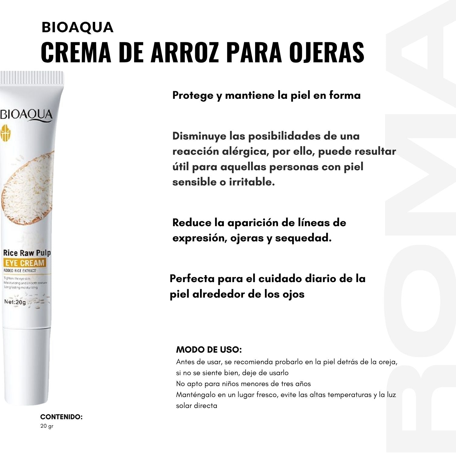CREMA DE ARROZ PARA OJERAS BIOAQUA 20G