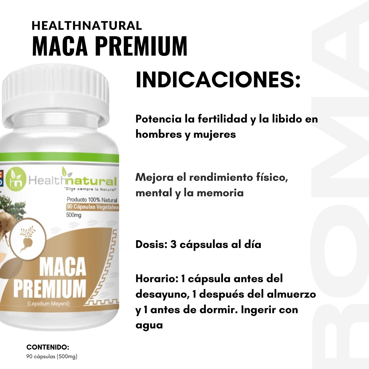 MACA PREMIUM HEALTHNATURAL 500MG