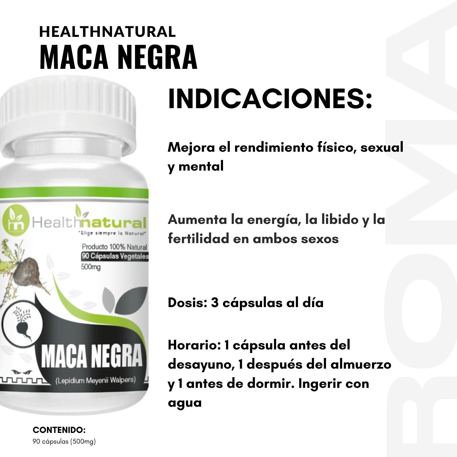 MACA NEGRA HEALTHNATURAL 500MG