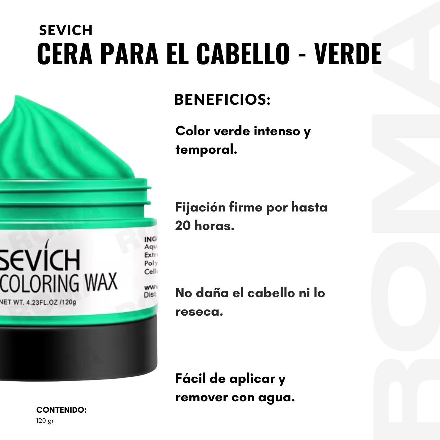 CERA PARA EL CABELLO DE COLORES SEVICH 120GR – VERDE