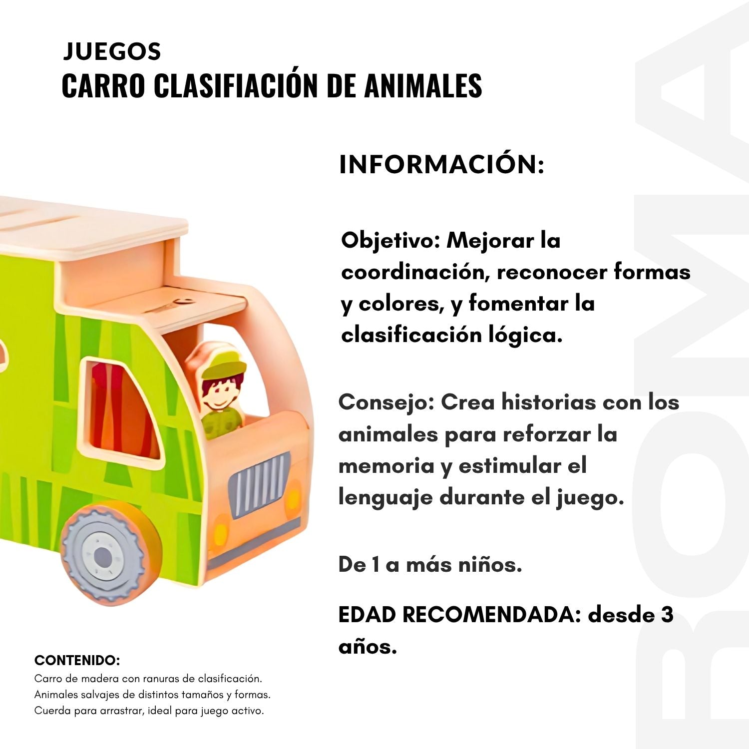 CARRO CLASIFICACIÓN DE ANIMALES - JUEGO DIDÁTICO