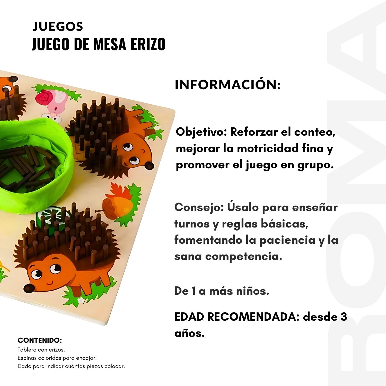 JUEGO DE MESA ERIZO - JUEGO DIDÁTICO