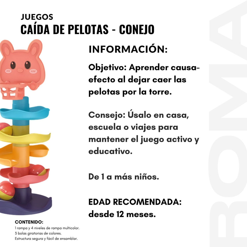 CAÍDA DE PELOTAS CONEJO 4 NIVELES - JUEGO DIDÁTICO