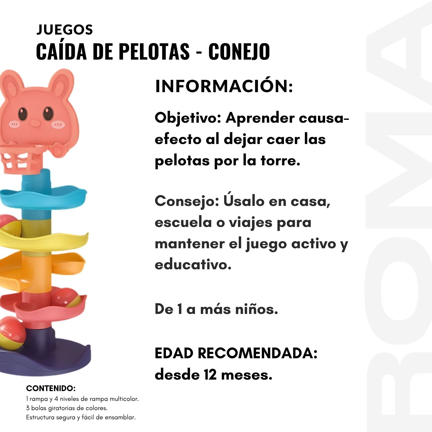 CAÍDA DE PELOTAS CONEJO 4 NIVELES - JUEGO DIDÁTICO