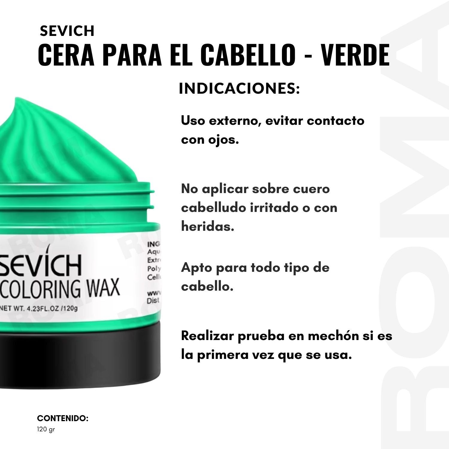CERA PARA EL CABELLO DE COLORES SEVICH 120GR – VERDE