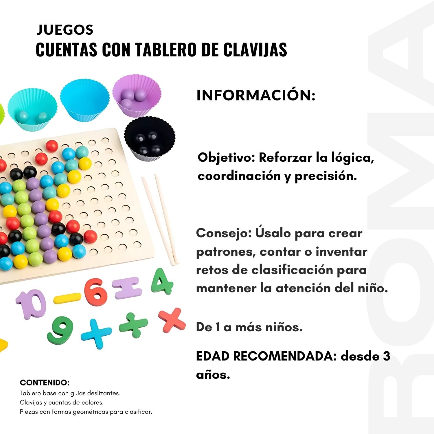 CUENTAS CON TABLERO DE CLAVIJAS MONTESORI - JUEGO DIDÁTICO